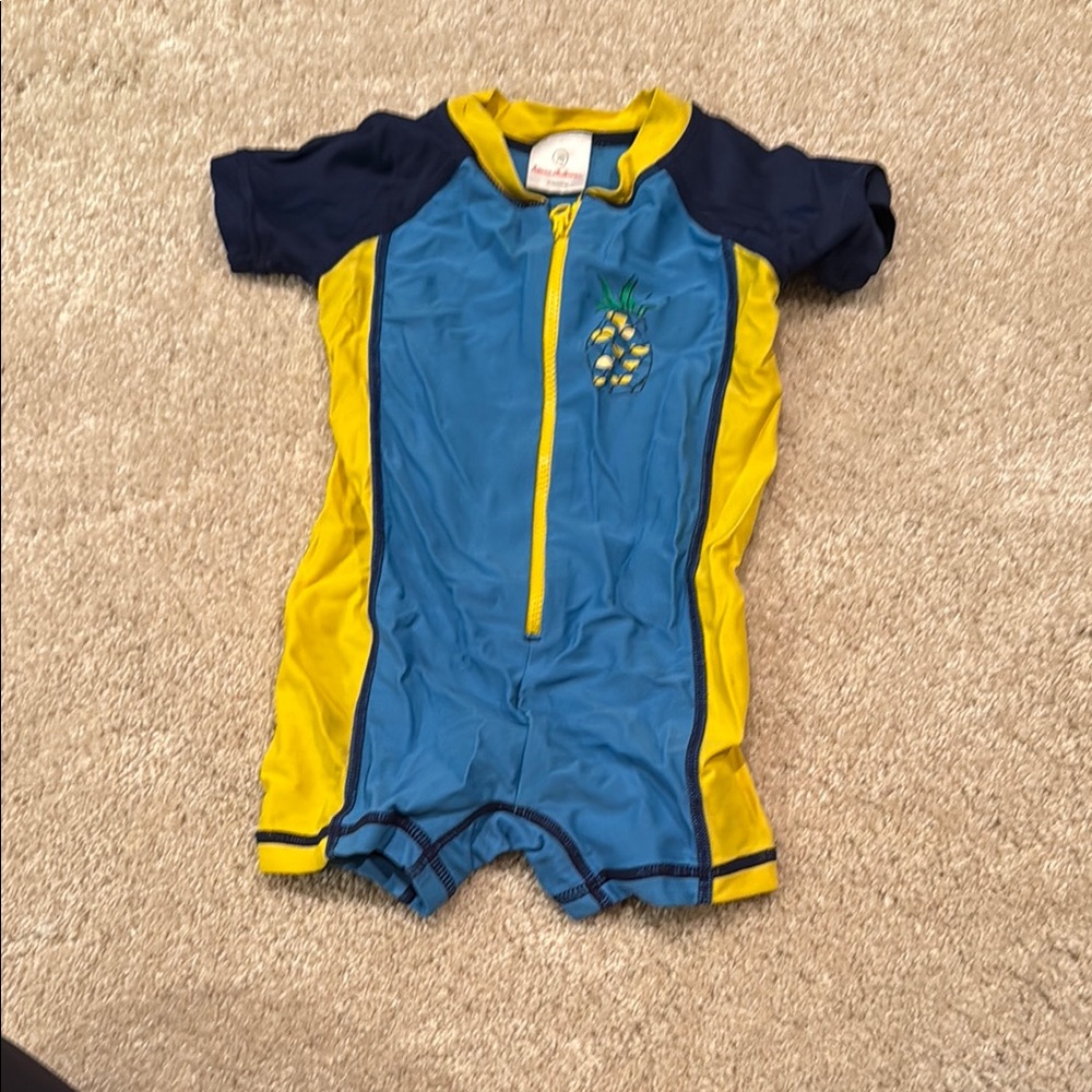 Hanna Andersson Blue and Yellow Kids Swim One Piece